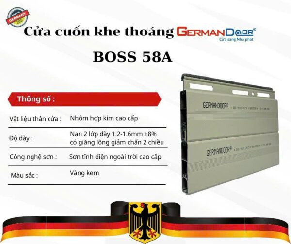 Cửa cuốn khe thoáng German Door Boss 58A vàng kem